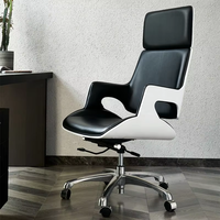 Chaise de bureau de direction ergonomique de style moderne haut de gamme en cuir véritable avec dossier haut, siège pivotant réglable en hauteur