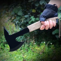 Hache tactique multifonctionnelle en acier inoxydable, lame double pleine longueur, pour la chasse et le camping