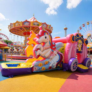 Tobogán Inflable Comercial Personalizado de Grado Industrial, con Protección UV, Resistente al Fuego, Impermeable, Color Rosa, con Certificación CE, PVC Qiyi - Product Image 1