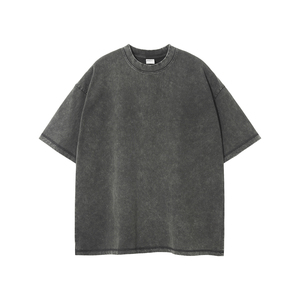 Men's Retro Style Short-Sleeved T-Shirt Washed Distressed Vintage O-Neck Design Knitted Fabric Blank Design - Product Image 3