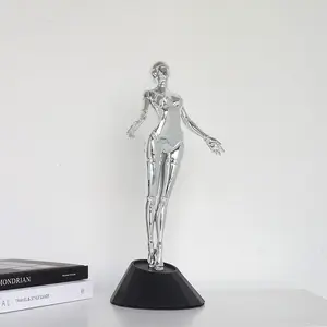 Modern Abstract Decorative Ornaments Resin Fiberglass Reinforced Plastic Electroplated Women's Sculptures