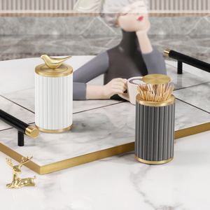 Creative Unique Automatic Pressing Modern Self-pressing Toothpicks Holder Metal Leather Storage Case <strong>Container</strong> Dispenser - Product Image 4