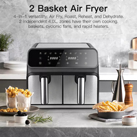 Friteuse à air numérique double zone 8L avec deux paniers, cuisinière électrique profonde pour usage domestique - Vente en gros usine