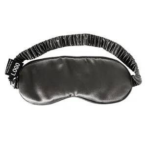 Factory Custom Logo Private Label Silk Eyemask Luxury Black 100% Real Mulberry Silk Eye Mask Set For Sleep