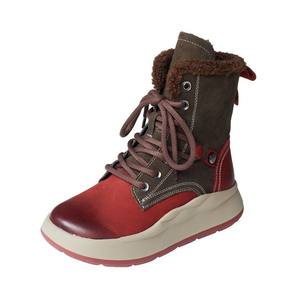 Nouvelles Chaussures de Sport pour Femmes CHUKKA en Cuir de Vachette Fait Main Style Britannique Automne-Hiver, Bloc de Couleurs, Velours Épais, Lacets à la Cheville, Antidérapantes - Product Image 5