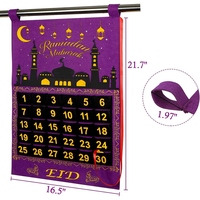 Calendrier de l'Avent avec 30 étoiles réutilisables pour les enfants, 30 jours d'Aïd Mubarak, en feutre suspendu, compte à rebours du Ramadan