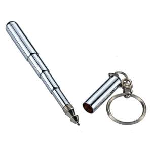 Porte-clés télescopique, stylo rétractable miniature épais pour l'extérieur, en acier inoxydable, portable, porte-clés en métal, stylo à bille - Product Image 2
