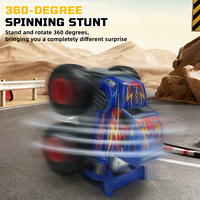 Camion de cascade RC 2.4G à gros pneus 360 °   Voiture télécommandée tout-terrain rotative avec lumières et démonstration automatique, jouet voiture monstre