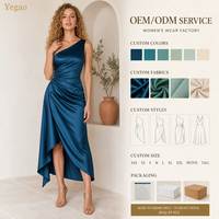 Robes Yegao pour femmes, élégante robe longue en satin à épaule unique, froncée, moulante, pour soirée, club, vente en gros, sur mesure, MOQ 30