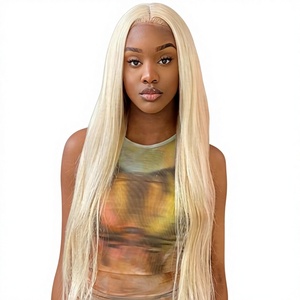 Peluca Larga y Lisa <span class=keywords><strong>de</strong></span> Cabello Indio ZunKe, Color Rubio Platino, para Mujer, con Frente <span class=keywords><strong>de</strong></span> Encaje Transparente, Base sin Pegamento, 180% <span class=keywords><strong>de</strong></span> Densidad - Product Image 1