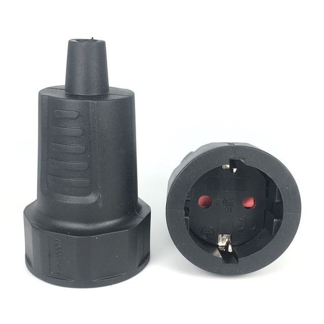 Schuko Connector Plug 16A250V Socket European Type E Female Germany Electric Power Plug Adapter Black