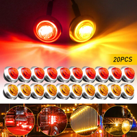 3/4 "12V feu de position LED balle ambre rouge camion remorque RV lampe latérale ronde 12V24V cadre en acier inoxydable 3 feux de signalisation LED