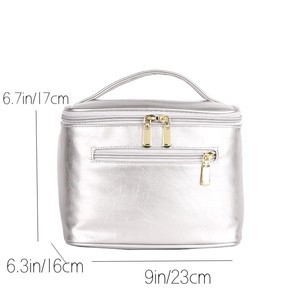 Organizador de maquillaje de viaje de belleza PU para mujer con logotipo personalizado bolsa portátil para brochas bolsa de cosméticos impermeable de lujo con bolsillos de malla - Product Image 2