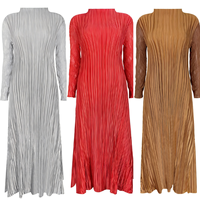 Robe modeste plissée en jacquard floral de haute qualité pour femmes, décontractée, simple, couleur unie, pour les fêtes, les bals, vente en gros, taille unique