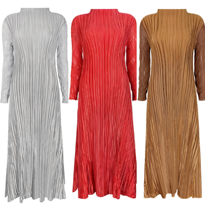 <span class=keywords><strong>Vestido</strong></span> Modesto Plisado con Jacquard de Flores de Alta Calidad para Mujer, Casual, Simple, Color Sólido, para Fiesta, Graduación, Venta al por Mayor, Talla Única - Product Image 4