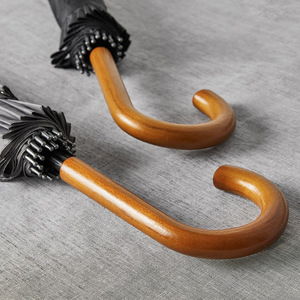 Paraguas de madera con mango curvo de 24 varillas, doble protección contra el viento, regalo de negocios para hombre, paraguas publicitario con logotipo personalizado - Product Image 1