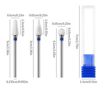 Ensemble de forets à ongles en céramique avec support pour lime à ongles électrique manucure pédicure 3/32 ''(2.35mm) mèches à cuticules