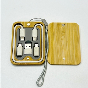 Kit Adaptador Multi USB 6 en 1 con Caja de Almacenamiento de Bambú, Kit de Cables de Carga Rápida, Convertidor USB <span class=keywords><strong>C</strong></span> a Tipo <span class=keywords><strong>C</strong></span>/Micro - Product Image 2