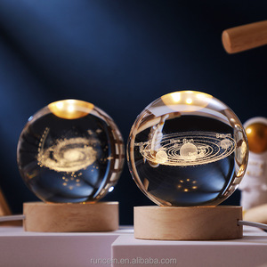 Sistema solare luna nebulosa sfera di cristallo lampada di notte di cristallo 3d sfera luminosa lampada di notte con luce notturna a Led in legno Base - Product Image 5