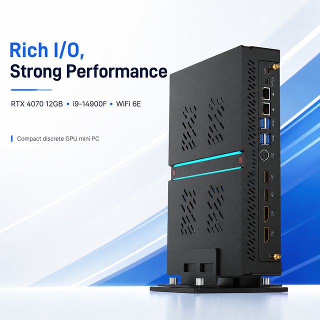 Mini Pc MV300 Intel Core I9 14900F 24-Core 12G RTX 4070 Ddr5 2TB WiFi6e Bt 5.3 8 Usb NVMe SSD + HDD Gaming Desktop PC