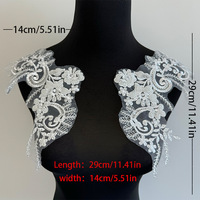 1 paire de fleurs 3D blanches en strass et paillettes, applique en dentelle brodée à coudre, sexy, patch DIY, accessoires vestimentaires