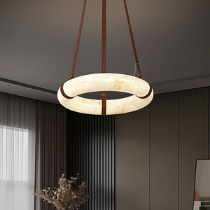 Lustre en marbre de luxe pour salon, salle à manger, hôtel, villa, bar, décoration, éclairage moderne, style nordique, alabâtre - Product Image 1