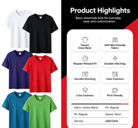 Kaos Oblong Katun 200g Lengan Pendek, Sablon Logo Custom, untuk Seragam dan Pemakaian Sehari-hari