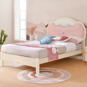 Ensemble de décoration en bois, meubles de chambre à coucher moderne, lit simple, pour enfant, prix en gros