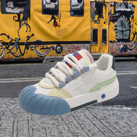 2025 Style coréen INS chaussures de sport décontractées pour étudiantes blanc semelle épaisse à lacets E801 automne marée tendance de la mode