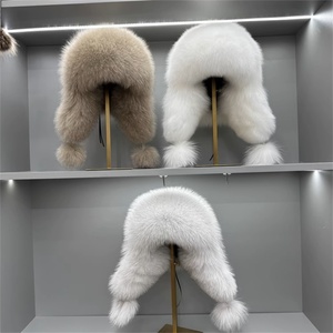Wmfur Mùa Đông Cắm Trại Dày Nga Lông Mũ Tai Flap Cape Bất Fox Fur <span class=keywords><strong>Hat</strong></span> Với Cừu Da Trapper <span class=keywords><strong>Hat</strong></span> Đối Với Phụ Nữ - Product Image 5