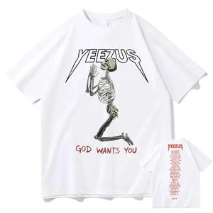 Yeezus God Wants You T-shirt en coton pour hommes noir avec motif en tissu jersey design 2013 - Product Image 4