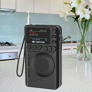 Radio numérique portable FM/DAB+ avec batterie rechargeable, haut-parleur intégré, écran LED pour fonction lecteur MP3, affichage de l'heure, en plastique - Product Image 2