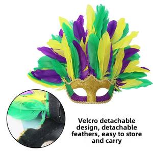 Máscara de Media Cara con Plumas para <span class=keywords><strong>Carnaval</strong></span>, Fiesta de Disfraces, Actuación en Escenario, Decoración de Ambiente Festivo, Accesorio - Product Image 3