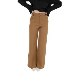 Pantaloni da Donna Marroni a Vita Alta e Gamba Larga per Abbigliamento Formale - Product Image 4