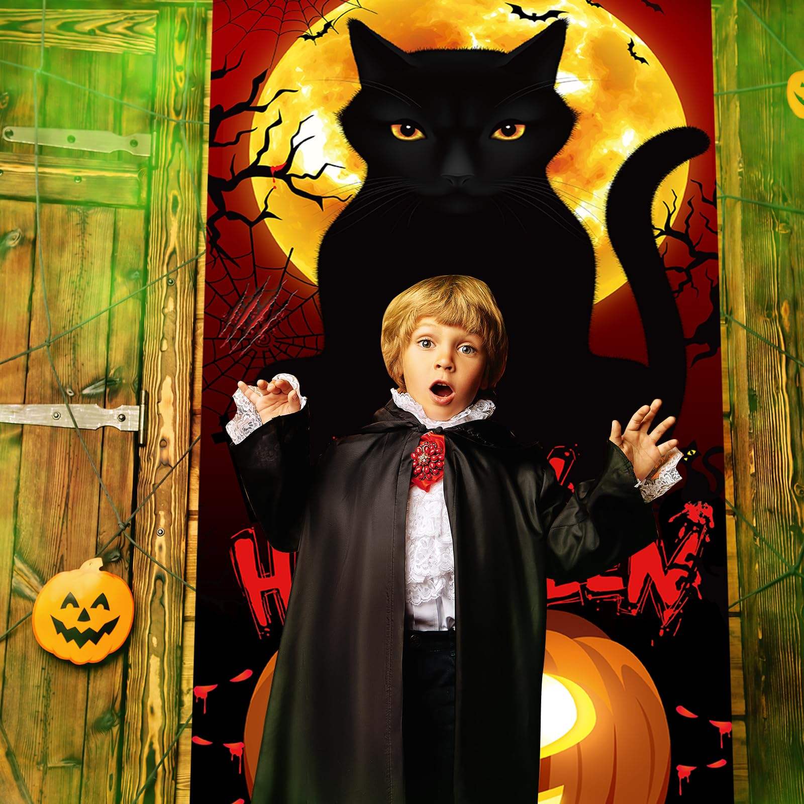 Halloween Türabdeckung Mit Gruseligem Kapuzengeist - Spukhaus Dekoration Für Haustür 89,9x180,9 Cm