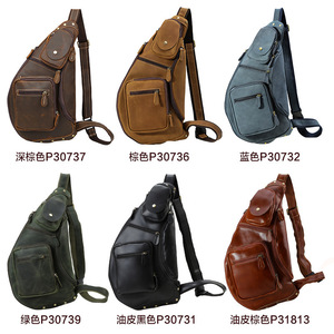 Tiding Men's Chest <b>Bag</b> Genuine Leather Large Capacity Crossbody <b>Bag</b> For Leisure Travel Solid Color Spring 2024 - Product Image 5