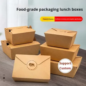 Caja de Embalaje de Alimentos Desechable de Papel Kraft para <span class=keywords><strong>Pollo</strong></span> Frito Coreano Comercial y Bocadillos, Cajas de Comida para Llevar al por Mayor - Product Image 2