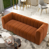 Winforce nouveauté canapé tufté 3 places design moderne luxe rembourré Orange velours salon canapés pour bureau à domicile