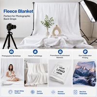 Couvertures en microfibre blanches de 116 pouces de large, simples/doubles faces, compatibles avec la sublimation par transfert thermique, pour toiles de fond photographiques