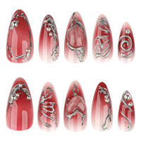 Ongles Prêts à Poser Y2K avec Logo Papillon Rouge – Manucure Haut de Gamme Automne/Hiver – Bestseller Transfrontalier – Vente en Gros