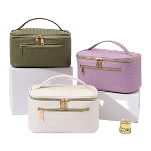 Práctica Bolsa de Maquillaje de Doble Capa para Mujer, Estilo Maleta de Viaje, Grande, Resistente al Agua, Moderna, de Poliéster, con Cierre, Reutilizable - Product Image 4