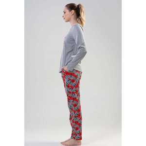 Ensemble de pyjama en tricot à manches longues pour femmes Coldy, gris mélangé, vêtements de nuit décontractés doux, 2 pièces - Product Image 6
