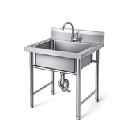Évier en acier inoxydable avec finition mate brossée, pieds réglables en hauteur, installation autonome, capacité de charge de 125 kg