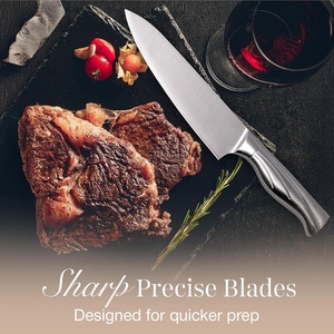 Ensemble de couteaux de cuisine en acier inoxydable avec bloc en bois, manche ergonomique, couteau de chef, couteau à steak - Product Image 5