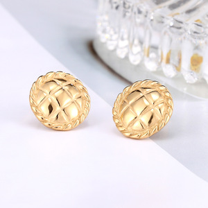 Boucles d'oreilles clous en acier inoxydable, motif disque, style écossais exagéré, brillantes, rétro européen et américain, tournesol, personnalisées - Product Image 2