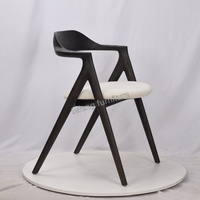 Chaises de salle à manger en bois de frêne fumé, rembourrées en tissu chenille blanc, chaises de cuisine rembourrées, couleur beige, vente en gros