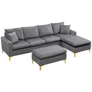 Sofá Moderno y Elegante en Forma de L, Tapizado en Terciopelo, para Sala de Estar - Product Image 1