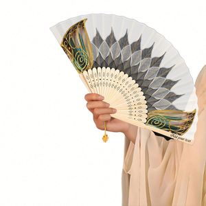 Éventails portables élégants en bambou peints, personnalisés pour demoiselles d'honneur, cérémonies de mariage, Halloween, Noël, décoration intérieure - Product Image 1