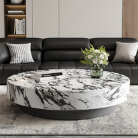Table basse légère en marbre blanc de style italien minimaliste et haut de gamme à usage domestique pour le salon