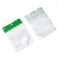 Sac en plastique blanc nacré à fermeture éclair, pochette bicolore avec trou de suspension, fermeture éclair transparente à l'avant et nacré à l'arrière